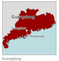 Map image - map of Guangdon Province, China