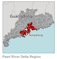 Map image - map of Pearl River Delta region