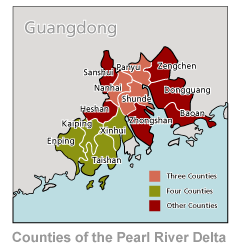 Map image - map of Pearl River Delta counties