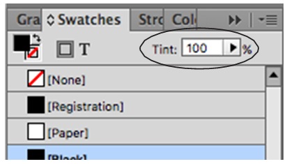 a screenshot of the 'Swatches' menu in InDesign