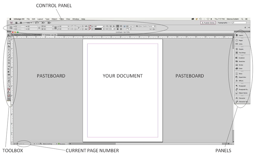 a screenshot of the workspace in InDesign