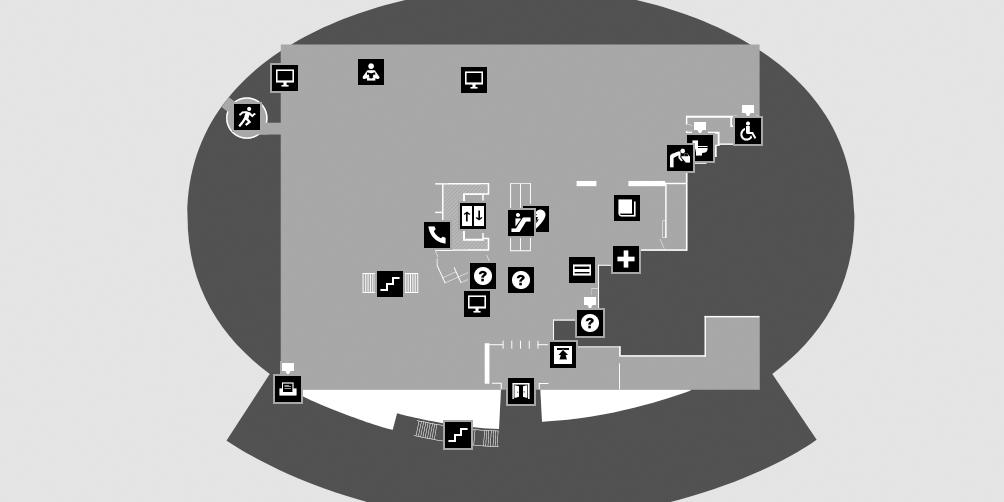 A floor map of the second level of the Central Library.