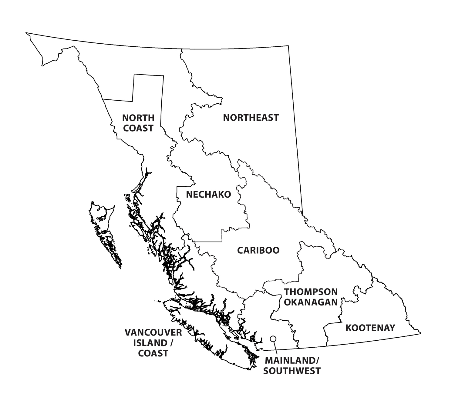 map of economic regions of British columbia