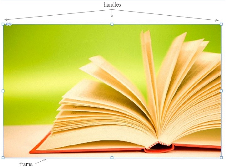 a screenshot demonstrating the handles and frame in InDesign