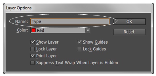 a screenshot of the 'Layer Options' menu in InDesign