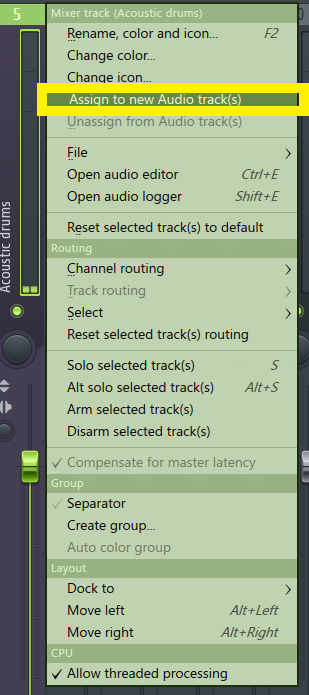 Assign Audio to Track