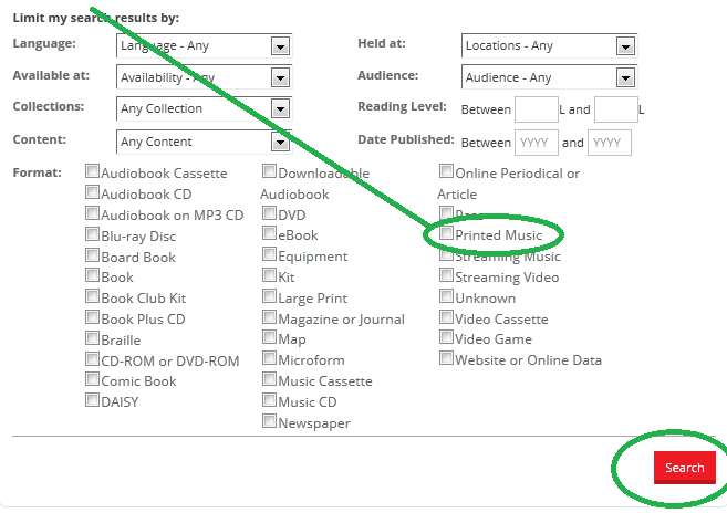 Bibliocommons limit by format example