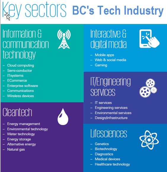 key sectors in BC's tech industry