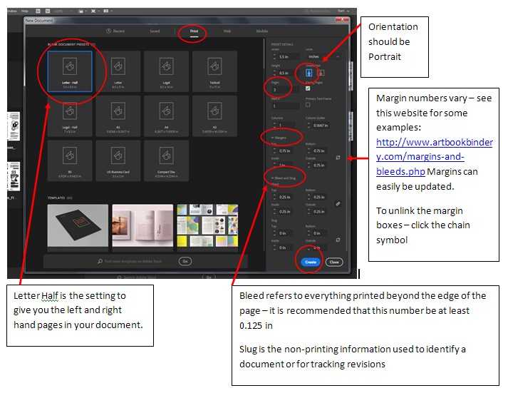 a screenshot of the 'New Document' dialog window in InDesign