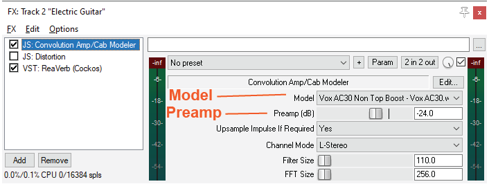 JS Convolution Amp/Cab Simulator Effect in REAPER