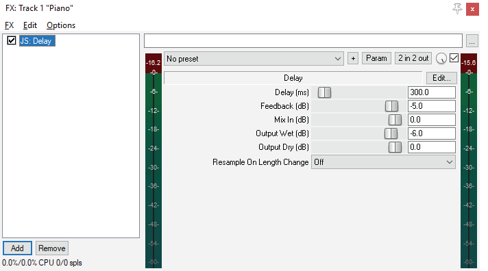 JS Delay Effect in Reaper