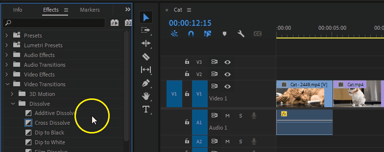 Applying transitions in Premiere Pro