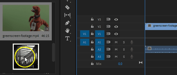 Dragging the background image for green screen video in Adobe Premiere Pro
