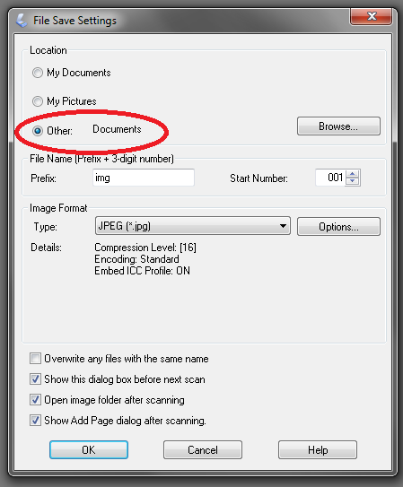 a screenshot of the 'File Save Setting' window 