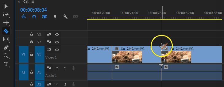 Deleting a clip in Adobe Premiere Pro