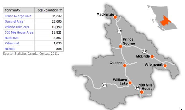 map of Cariboo region