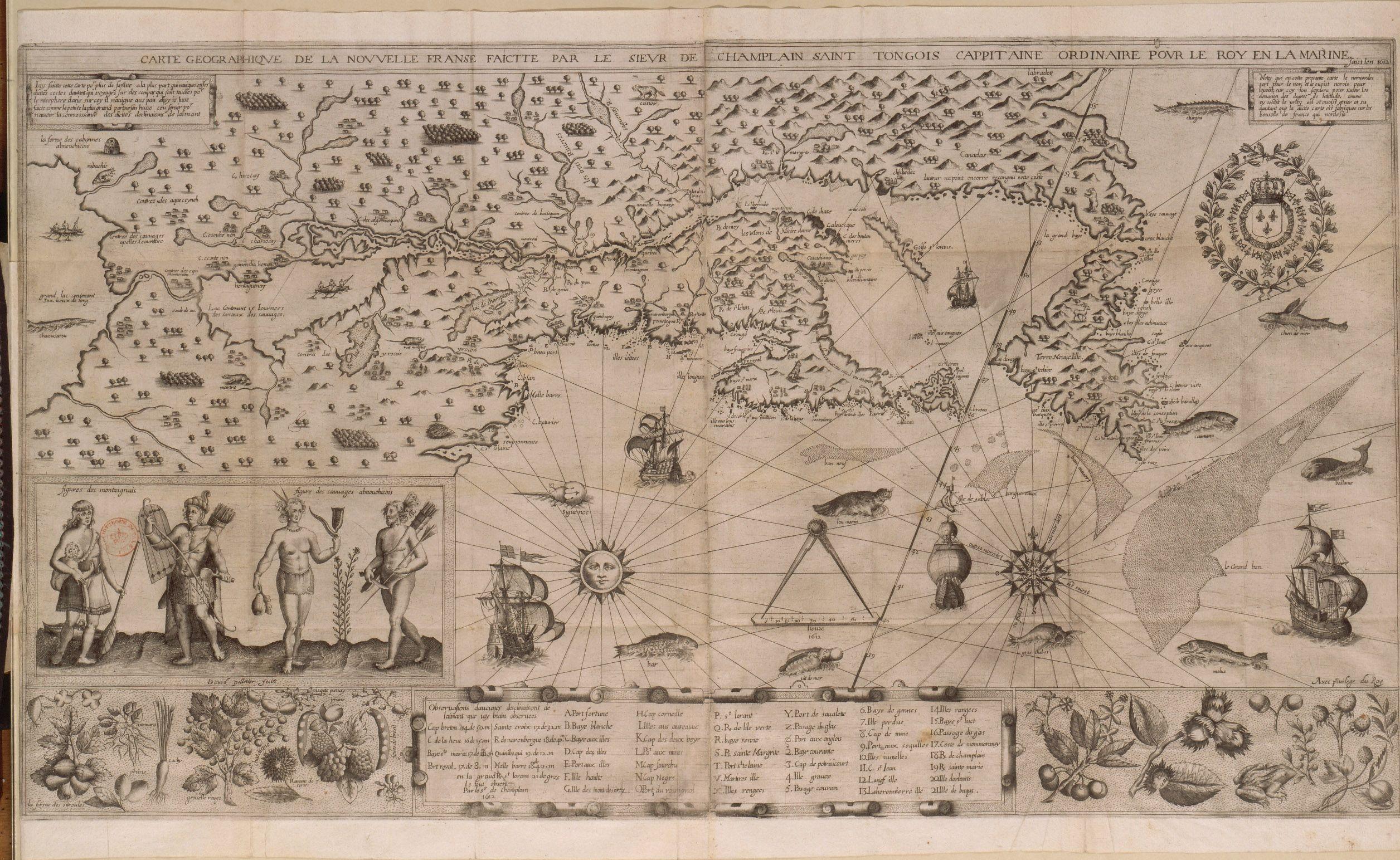 A map of New France made by Samuel de Champlain in 1612. Image from Wikimedia Commons