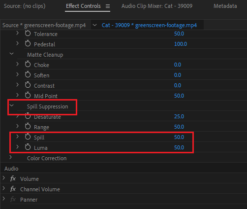 Spill and Luma in Adobe Premiere Pro