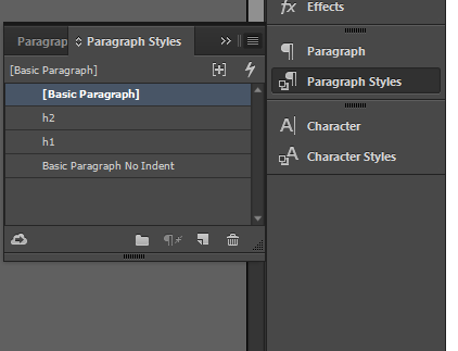 a screenshot of the 'Paragraph Styles' menu in InDesign