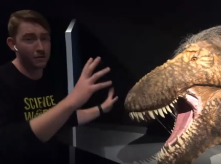A screenshot from the video T-Rex: the Ultimate Predator Live from Science World | Virtual Field Trip