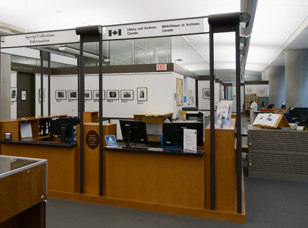 Library and Archives Canada desk at Special Collections