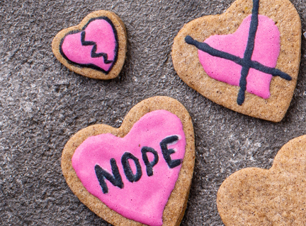 cookies with text and broken hearts