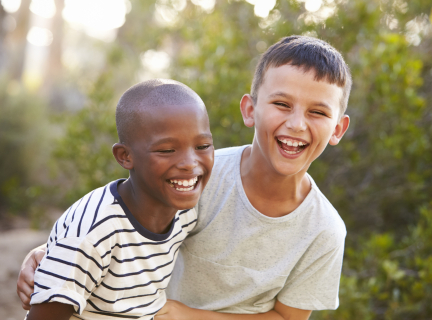 Two kids smiling