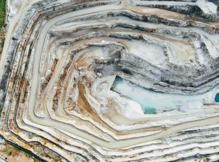 top-down view of an open mine