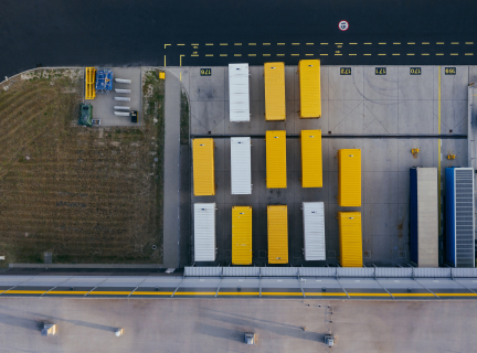 Aerlial photo of shipping containers