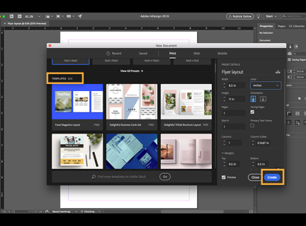 InDesign workspace