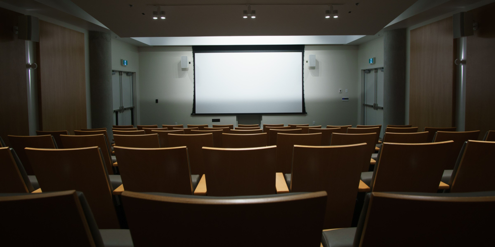 Photo from the back row seating view of the Montalbano Family Theatre