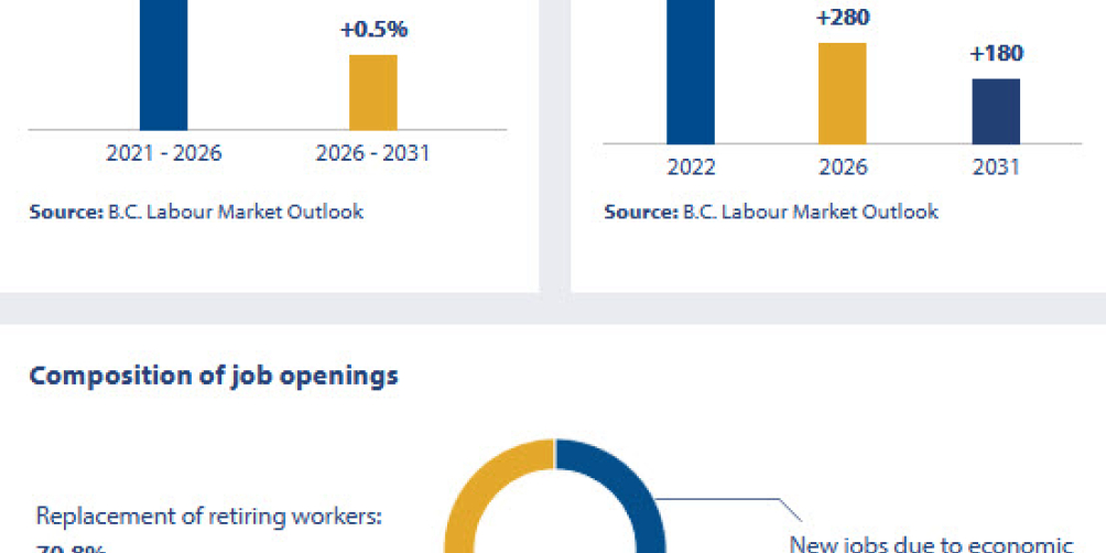 an infographic showing employment outlook in BC regions for plumbers