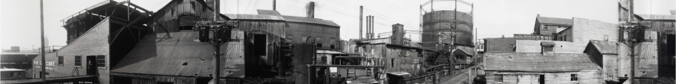 Archival photograph of factories and an industrial area