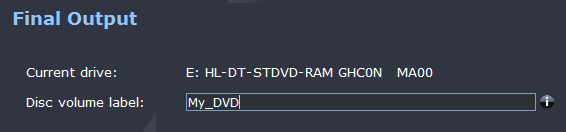 a screenshot of the 'Final Output' menu that lets you label the disk